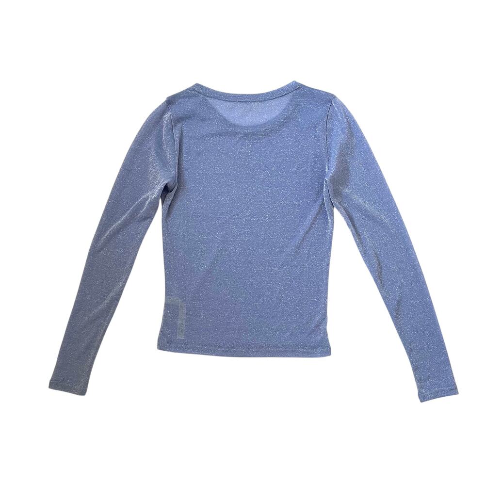 Free People Intimately Mesh So Well Layering Metallic Shimmer Top - Blue - S - Picture 3 of 6